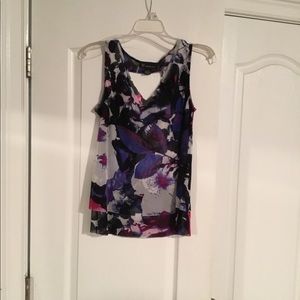 Sheer colorful sleeveless v-neck blouse